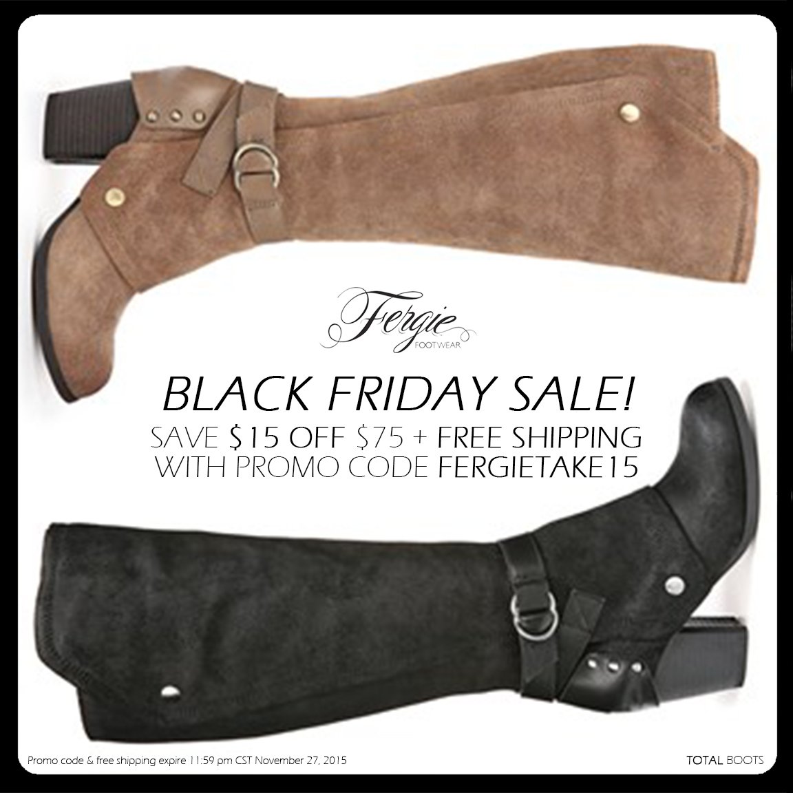 RT @FergieFootwear: Shop @Fergie's #BlackFriday #ShoeSale:$15 OFF $75 + #FreeShipping w/ #promocode FERGIETAKE15!https://t.co/9Lc6GOZcHR ht…