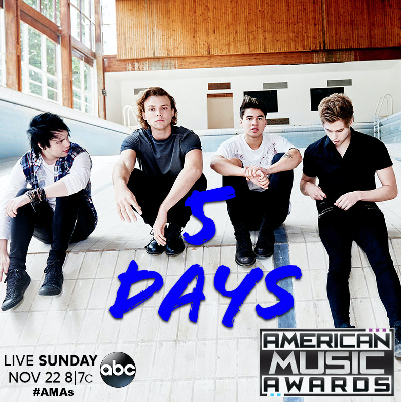 RT @TheAMAs: 5
DAYS
UNTIL
THE
#AMAs!!!!!!! 
#5SOSonAMAs @5SOS https://t.co/mQ2fdoOSPw