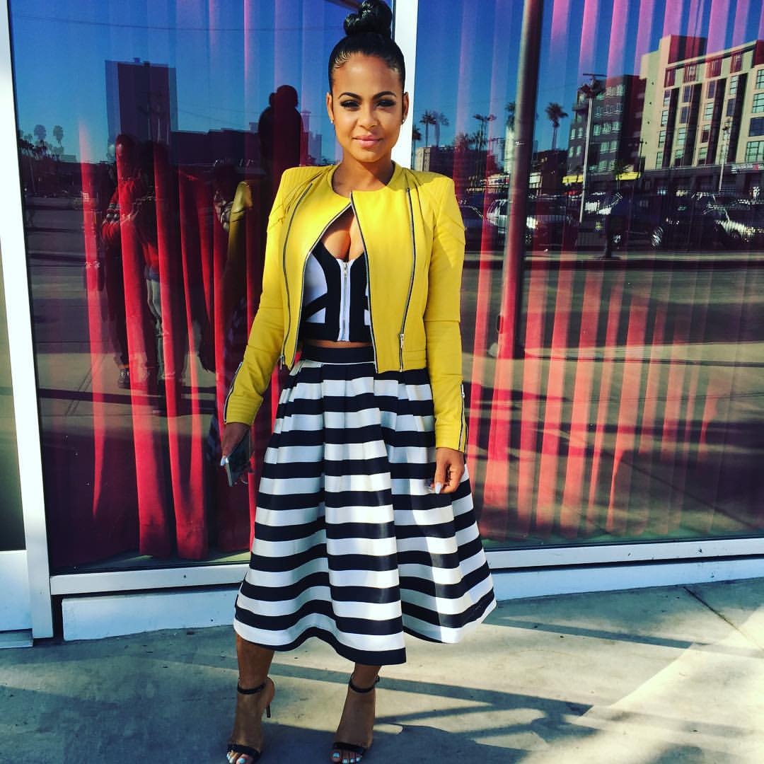 RT @iCONtips: ...hello yellow! we felt like stripes today as @ChristinaMilian hosted @OfficialHTL in @SKINGRAFT & @_foreverunique! https://…