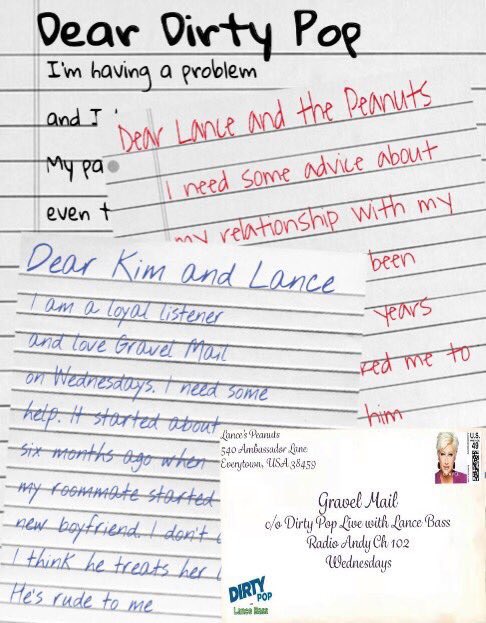 RT @LanceBassCntrl: Need some advice? Email dirtypoplive@gmail.com and @Kim_Gravel may answer Wednesday on @DirtyPopLive with @LanceBass ht…