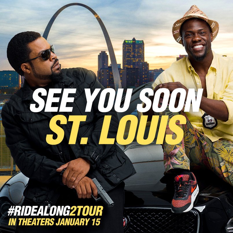 #RideAlong2Tour stopping in STL, Missouri on 12/17.  Stay tuned for where me and @KevinHart4real will stop next. https://t.co/8bcFXMLqJr