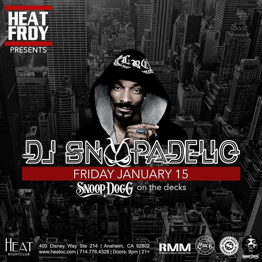 START THE NEW YR OFF RIGHT ON A GOOD FOOT #DJSNOOPADELIC JAN 15 @HeatOC ​RMM DOES IT AGAIN… https://t.co/as95Y4aNfW https://t.co/46WNSy8c7j