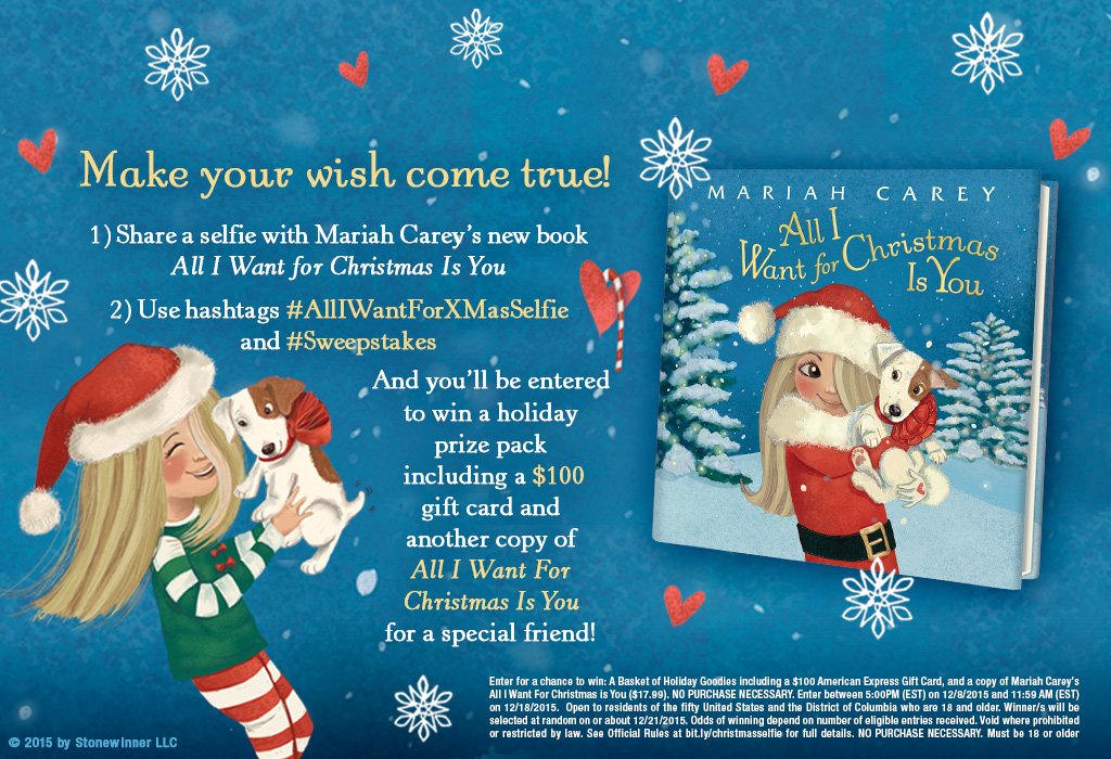 RT @randomhousekids: Enter to win @MariahCarey’s new picture book ALL I WANT FOR CHRISTMAS IS YOU! #AllIWantforXMasSelfie #Sweepstakes http…
