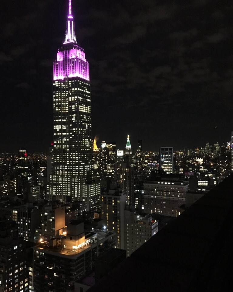 Here it is...the @EmpireStateBldg, lit up in pink for the #VSFashionShow! https://t.co/e2vbc1B2Dr