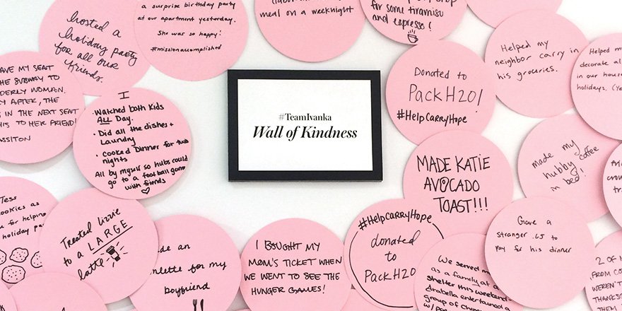 Check out what's on #TeamIvanka's finished wall of kindness: https://t.co/xAuAOfsDFg https://t.co/fsu5h29XIp
