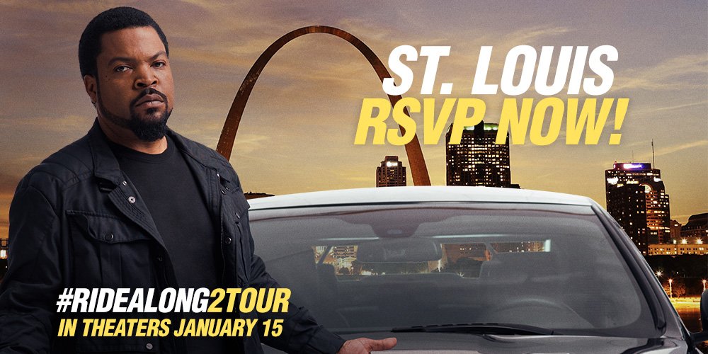 STL tonight! See #RideAlong2 FIRST w/ me and @KevinHart4Real. RSVP:  https://t.co/ucASU1vQKd. #RideAlong2Tour https://t.co/oSDn4GxGnh