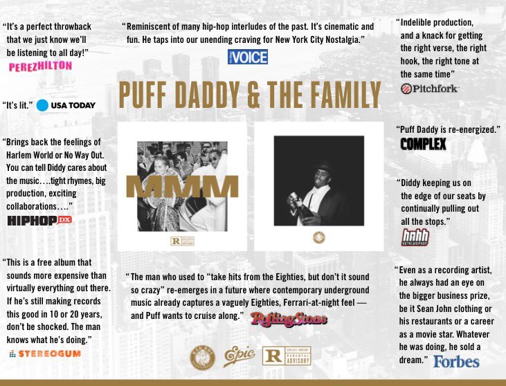 “Puff Daddy is re-energized” - @ComplexMag 

#MMM #SpreadTheWord https://t.co/wKo3MidINp