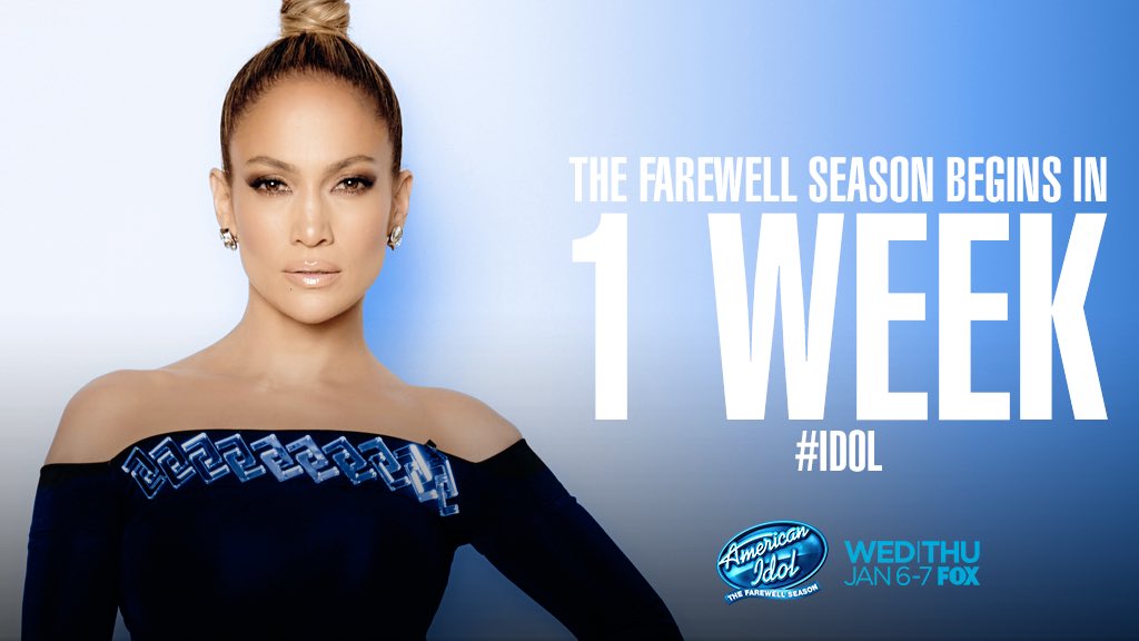 ONE week from today! #IdolPremiere January 6th on FOX. #FarewellSeason https://t.co/uDF33vS4nw