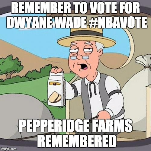 RT @MiamiHEAT: Dwyane Wade #NBAVote #PepperidgeFarmRemembers https://t.co/ractjaJGqy