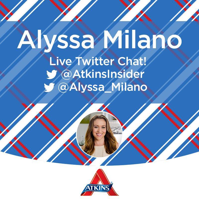 RT @AtkinsInsider: Reminder: @Alyssa_Milano's bi-weekly Twitter chat is tomorrow at 12pm MST / 2pm EST! Join us with #AtkinsxAlyssa https:/…