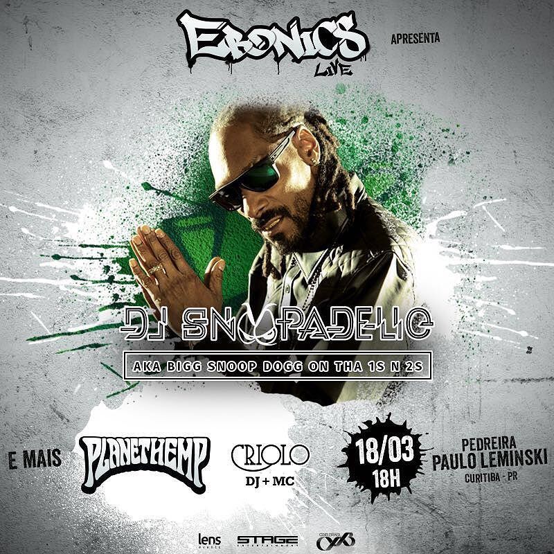 Curitiba #DJSNOOPADELIC come 4 u 2 !! 3/18 at @lensevents c u there https://t.co/RM9jaSgnAk