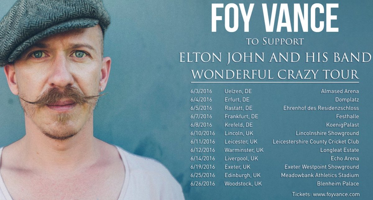 RT @foyvance: Foy will support @eltonofficial on select dates of his Wonderful Crazy Tour. Get tix @ https://t.co/9bH6qQmgyQ -FVHQ https://…