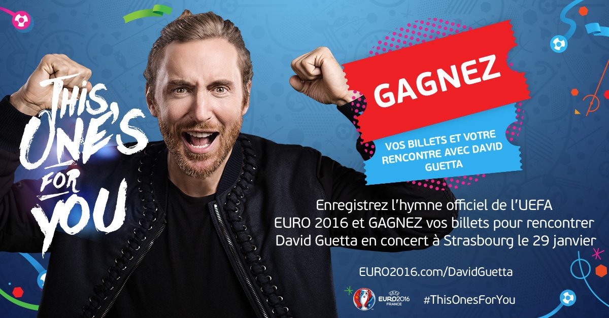 RT @EURO2016: Enregistrez avec @DavidGuetta et gagnez vos billets pour son concert à Strasbourg demain ! https://t.co/S77oQzuu5o https://t.…