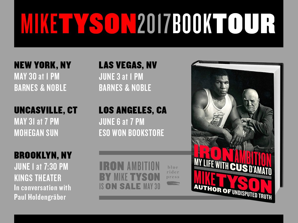 Come see me on tour for my book about life with Cus D’Amato #IronAmbition https://t.co/mkMANBwOMH