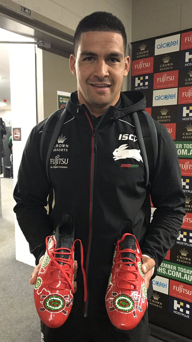RT @SSFCRABBITOHS: Check out Cody Walker's boots for tonight's Indigenous Round! 

#GoRabbitohs #NRLTigersSouths https://t.co/ojhZymV7ZW