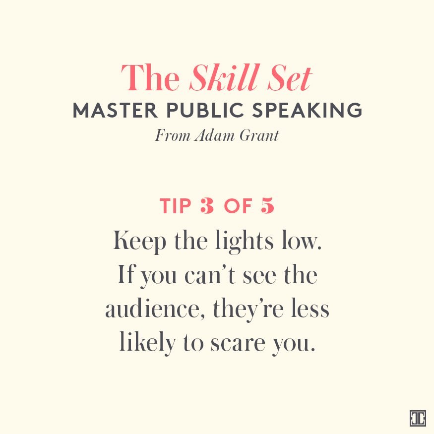 #TheSkillSet: 5 ways to conquer your fear of #publicspeaking:https://t.co/myCPZrpPr4 @AdamMGrant https://t.co/DJpm8WrT8O
