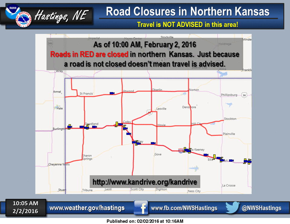 Map Road closures in northern Kansas cover a nearly 300mile stretch