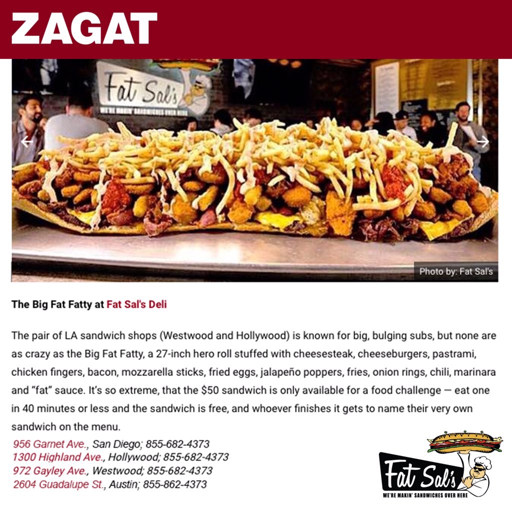 RT @fatsalsdeli: S/O To @Zagat For Talkin' Up The #BigFatFatty! Take On The Challenge and Get A #FatSandwich Named After You! https://t.co/…