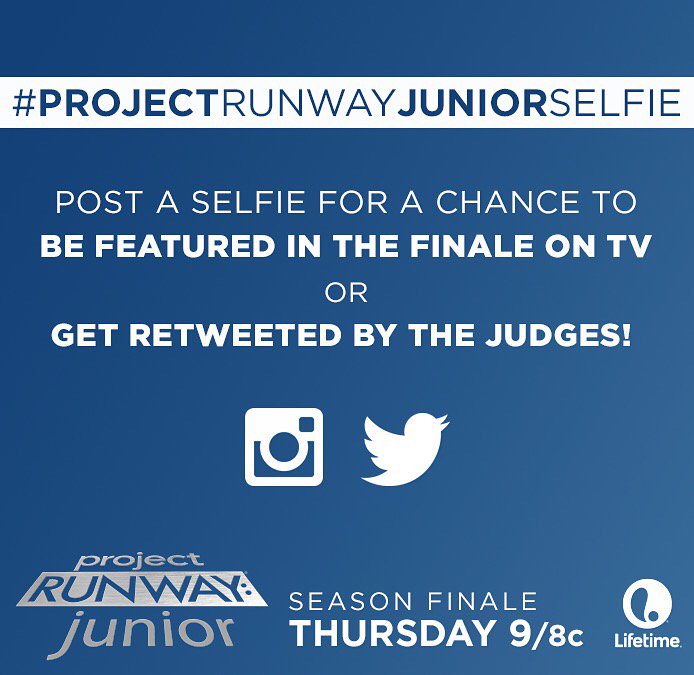 Flaunt your style in a #ProjectRunwayJuniorSelfie for a chance to see it on the finale or in my retweet! ???????????? https://t.co/DaGFugwiRA