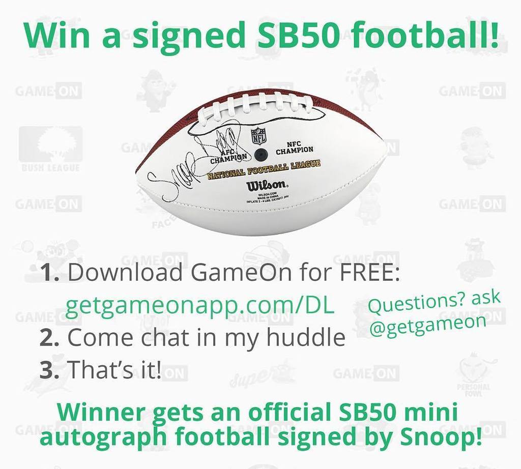 sb50 2day who rdy ?? join @getgameon n have a chance 2 win a #sb50 signed fball by the one n only ????????✨???? https://t.co/ALFjcIfkPv