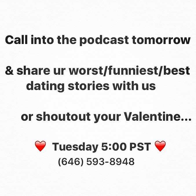 RT @B4BPodcast: Tomorrow 5 pm PST. Call in to share ur worst dating stories. @jerryferrara got a good one for u. https://t.co/bwx7MruPPQ