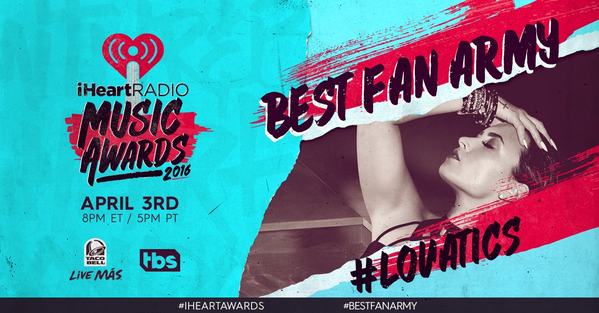 RT @iHeartRadio: Thnx @itsohsodemi! #Lovatics, nominated for #BestFanArmy at our #iHeartAwards! RT or go to https://t.co/aPueslpaIw https:/…