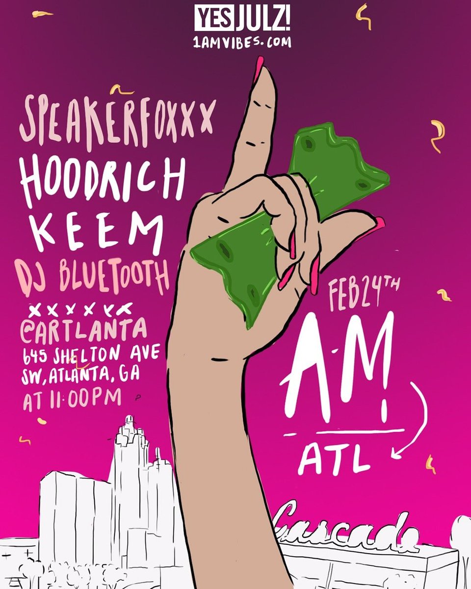 RT @EntitledCase: Hey #ATL, show @YesJulz how you do it in the A this Wednesday! Get your #1amVibes tix here: https://t.co/2pBc3QOlJn https…