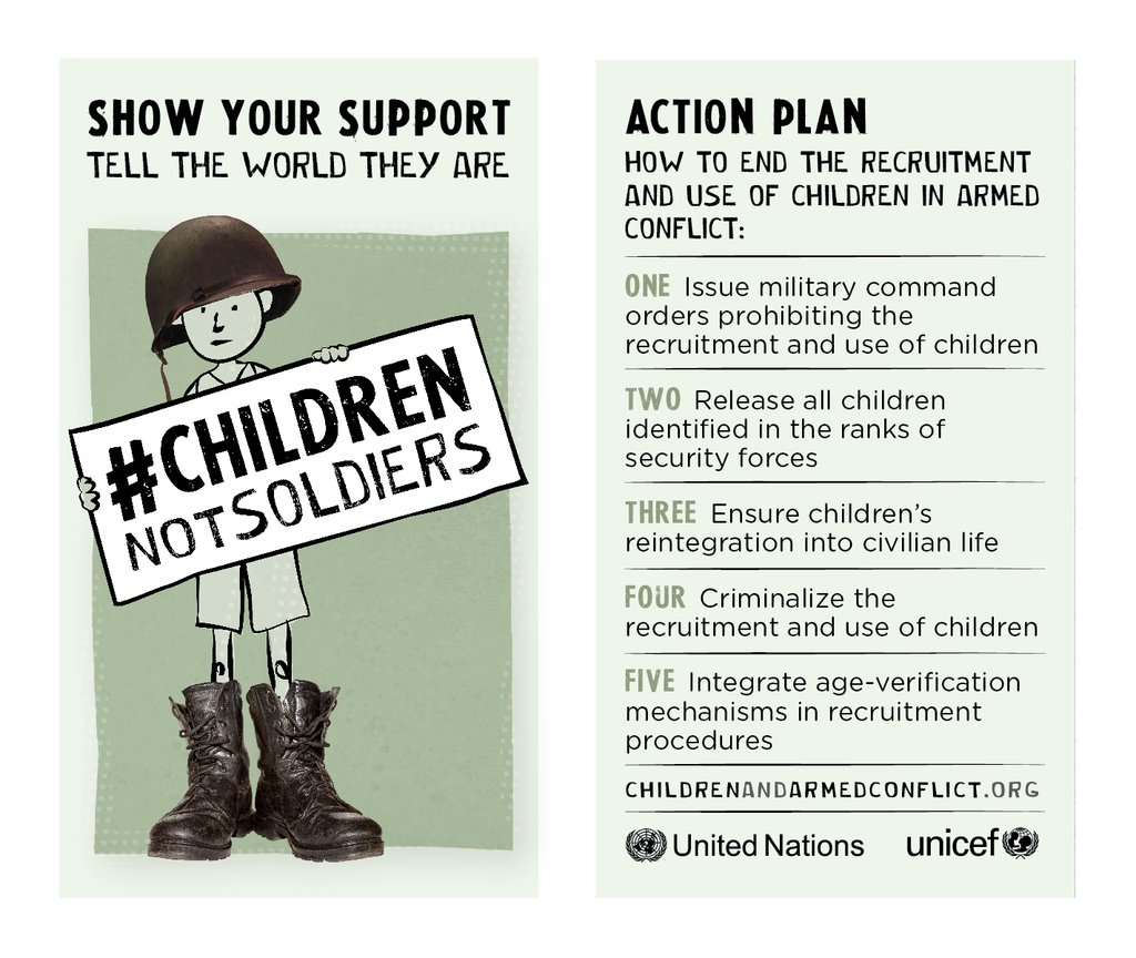 RT @connectWPDI: There are 200K+ child soldiers around the world. Show ur support today for these children using #ChildrenNotSoldiers https…
