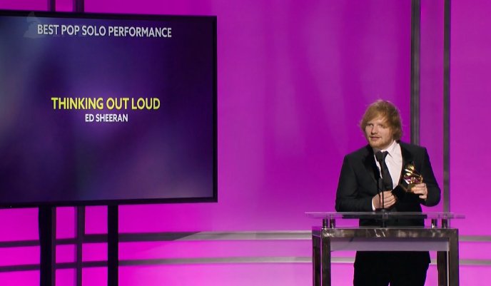 RT @TheGRAMMYs: Congratulations to @EdSheeran for his first GRAMMY win on #GRAMMYLive. #GRAMMYs https://t.co/nNifrCUeGm https://t.co/NNA3nK…