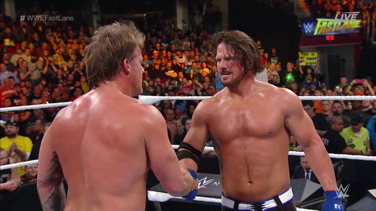 RT @WWENetwork: A great show of respect between @IAmJericho and @AJStylesOrg after an incredible match on @WWENetwork! #WWEFastlane https:/…