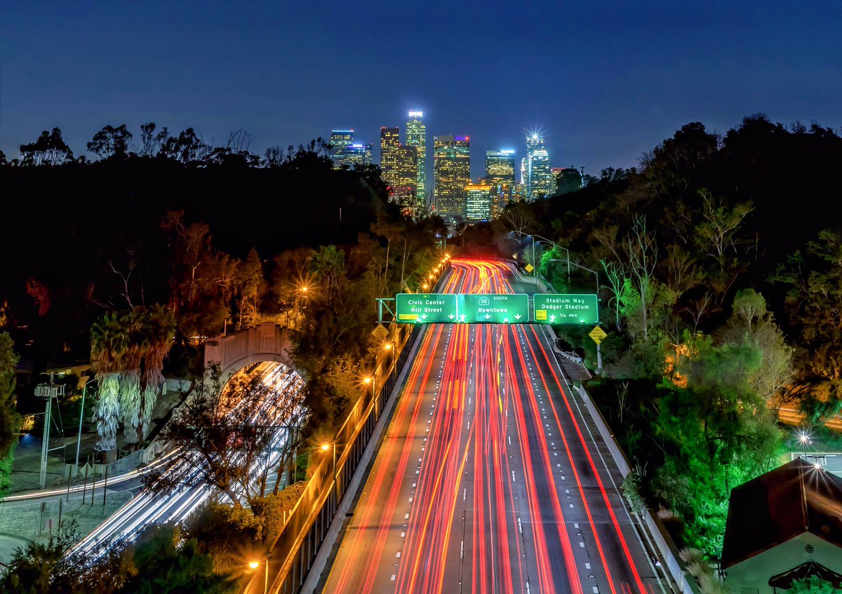 great view of dtla from the park row drive bridge nightphotography