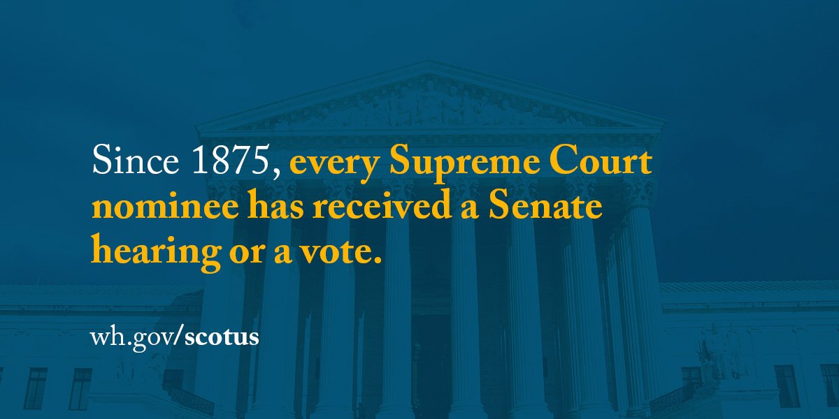 RT @WhiteHouse: The last time a president's Supreme Court nominee was denied a hearing?
 
1875.

https://t.co/O5iYU1cW6b #SCOTUS https://t.…