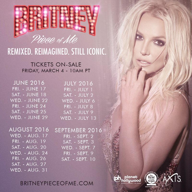 Looking forward to 24 more dates with you, Vegas ???? #PieceOfMe tix go on sale 3/4 at 10am PT! https://t.co/VpcLZLCmIi https://t.co/bChMbKhG2E