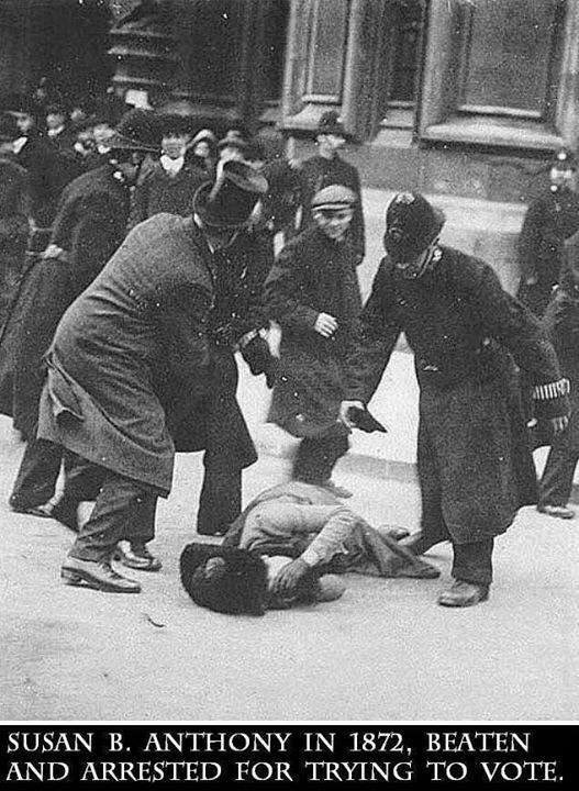 RT @NotBUFFY_VS: Hey ladies, Susan B. Anthony suffered a beat down so you could have the right to vote. #civicduty #SuperTuesday16 https://…