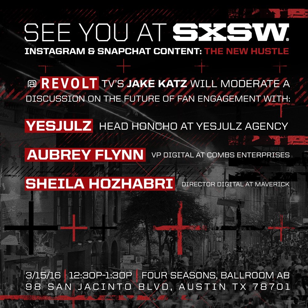 RT @RevoltTV: See you at #SXSW! https://t.co/APjW984YGt