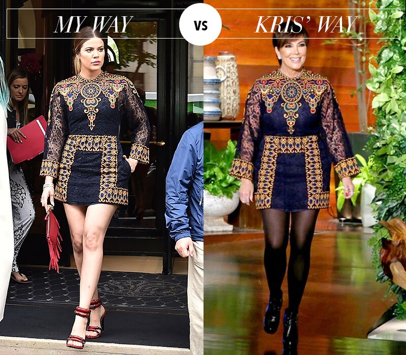 This time, it’s me vs @KrisJenner!!! Who wore it better? It’s up on khloewithak! https://t.co/QrOESnMEB3 https://t.co/A9qIeE4qQL