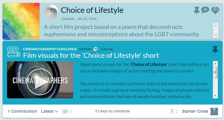 RT @ConradMChambers: Calling all cinematographers! How would you visualise the themes of this @hitRECord project? https://t.co/dYldBs2rld h…