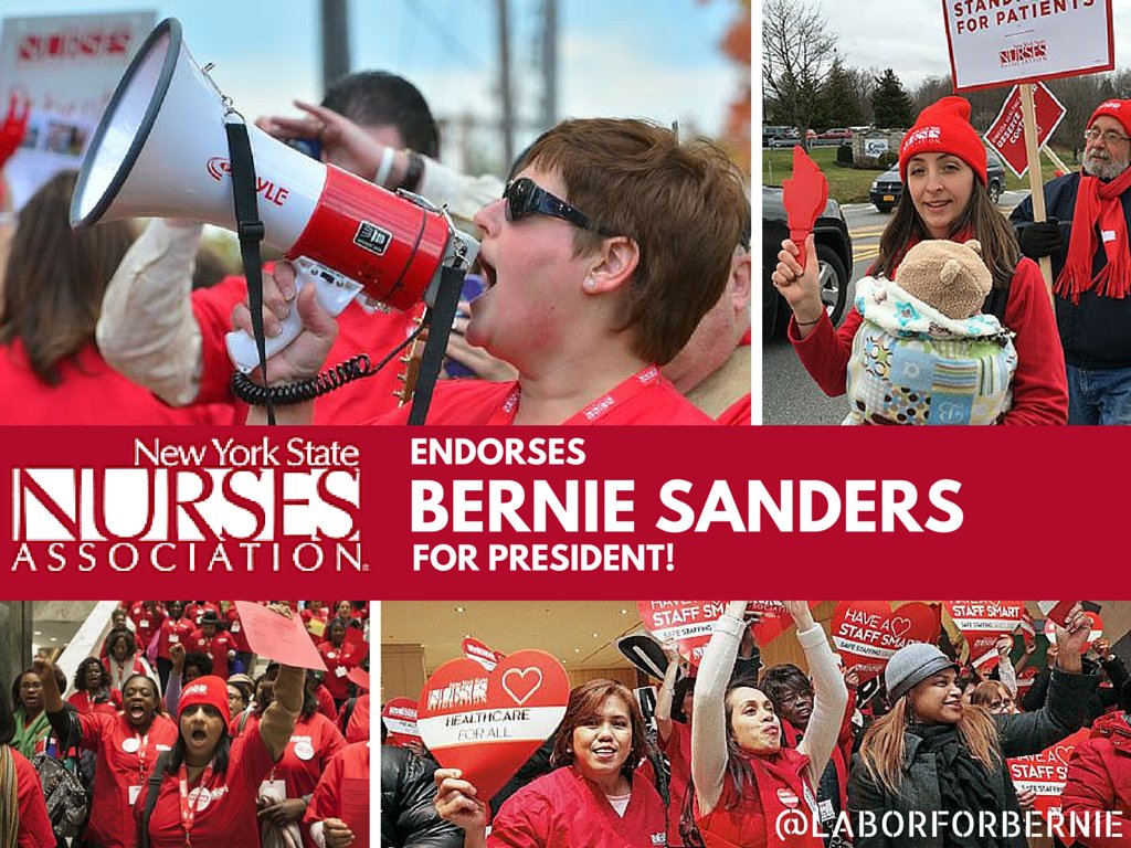 RT @LaborForBernie: 37,000-member strong New York State Nurses Association just endorsed @BernieSanders! #StillSanders #FeelTheBern #1u htt…