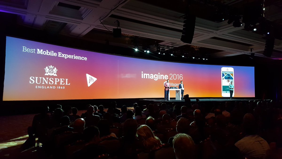 magento: Congrats to the winners of the Best #Mobile Experience Award! @Sunspel @wearejh #MagentoImagine https://t.co/1VUZPnuSWu