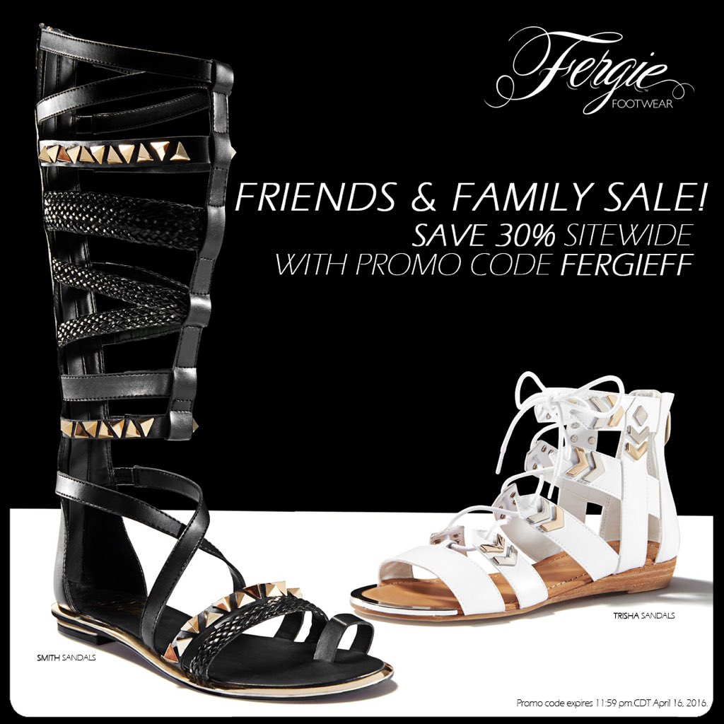 RT @FergieFootwear: #FriendsAndFamilySale:Thru 4/16 take 30% OFF @Fergie #shoes w/ #promocode FERGIEFF!#shoesale https://t.co/5BndiP5lGs ht…