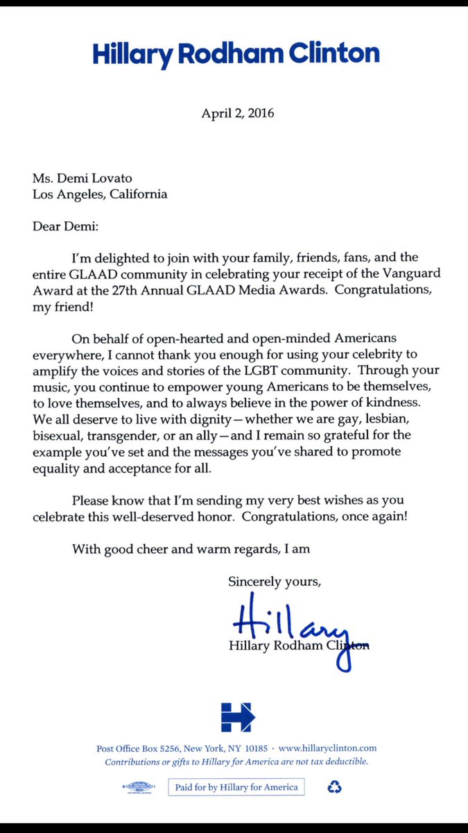 RT @glaad: Look who sent their congratulations to @ddlovato for her #glaadawards honor https://t.co/KZWag7AAT0