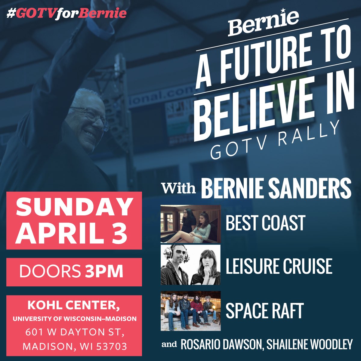 See you soon #Wisconsin! #GOTVforBernie #AFutureToBelieveIn #BernieSanders @shailenewoodley https://t.co/9MMZA6fsob