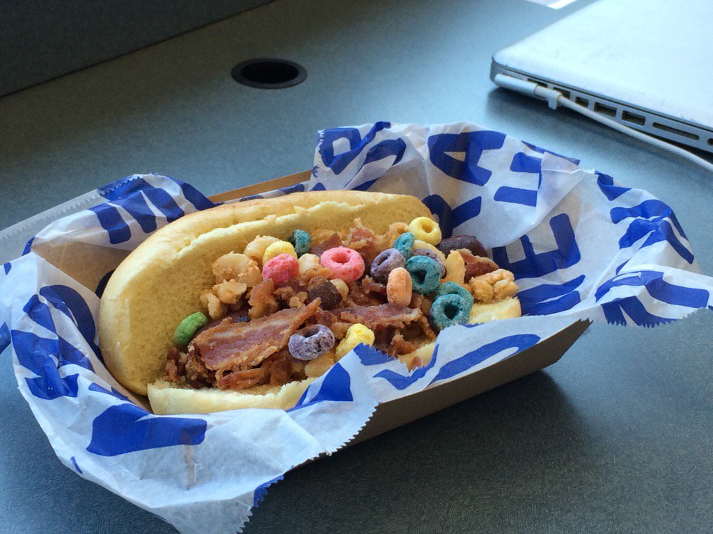 Fruit Loops This is what bradfo calls a healthy breakfast a hot dog
