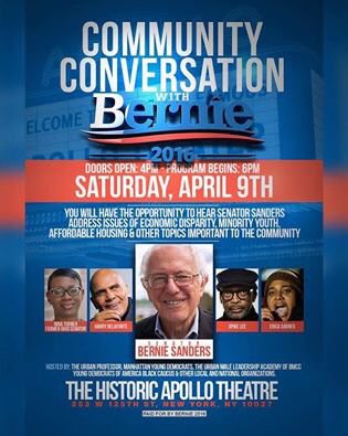 RT @People4Bernie: Don't miss this! Doors open at 4pm. You're going to want to get there early! #FeelTheBern #BernieAtTheApollo https://t.c…