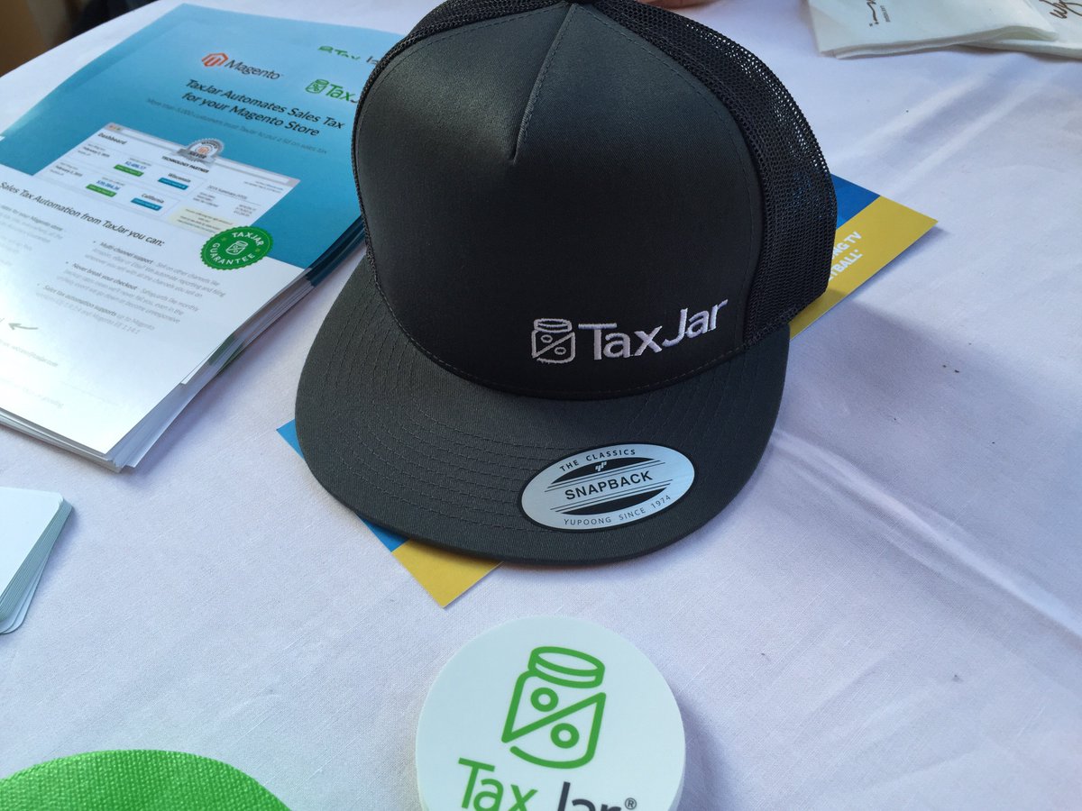TaxJarJenn: Exactly one @TaxJar snapback left at the TaxJar table at #preimagine. You find it, you snag it. https://t.co/wyrs5T2IEJ