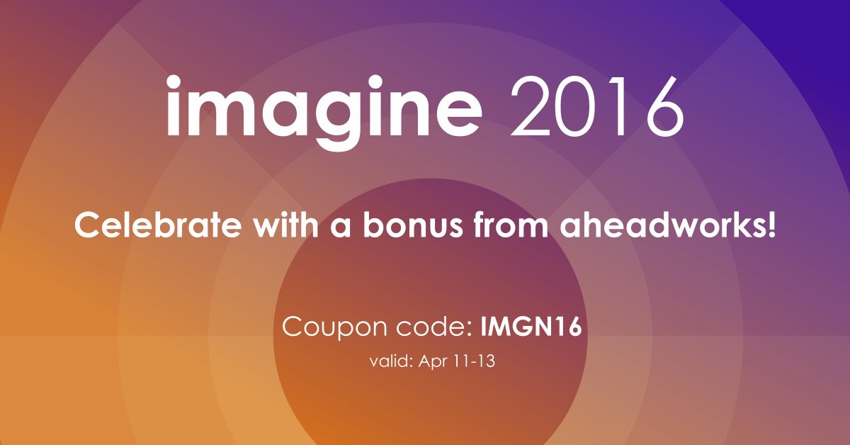 aheadWorks: Let's get started! #MagentoImagine n15% OFF for these Imagine 2016 Days.nCoupon code: IMGN16. #Magento https://t.co/PBRZtHnu3N