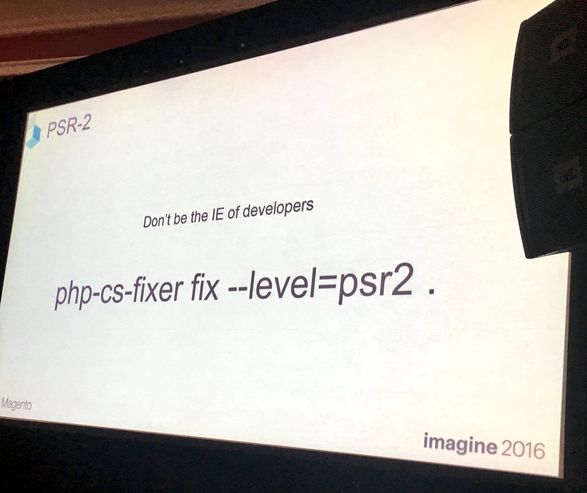 benmarks: Quick fix your code for PSR-2 compatibility (ps: Magento is a @phpfig member!) #MagentoImagine https://t.co/ESSo9klZPA