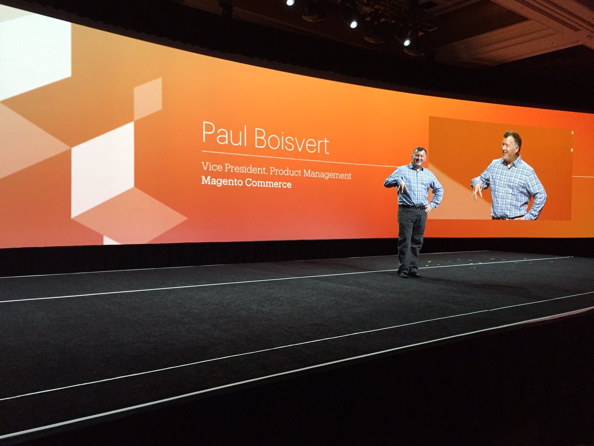 ProductPaul: Throwing up dev signs in rehearsal #MagentoImagine https://t.co/nvwCsD4bzC