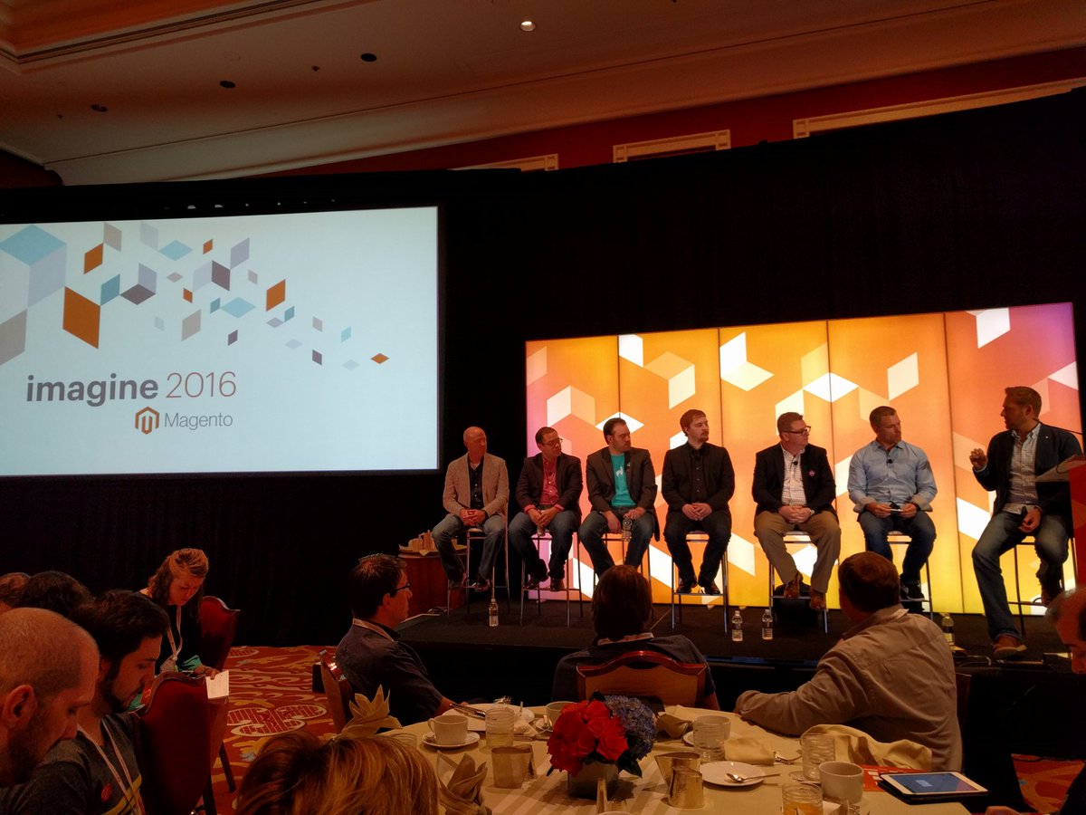 theseattlesuit: .@robtull @ddavidn @andypayments educating us about payments on the @PayPal4Business panel at #MagentoImagine https://t.co/XIJ51cJ1pv