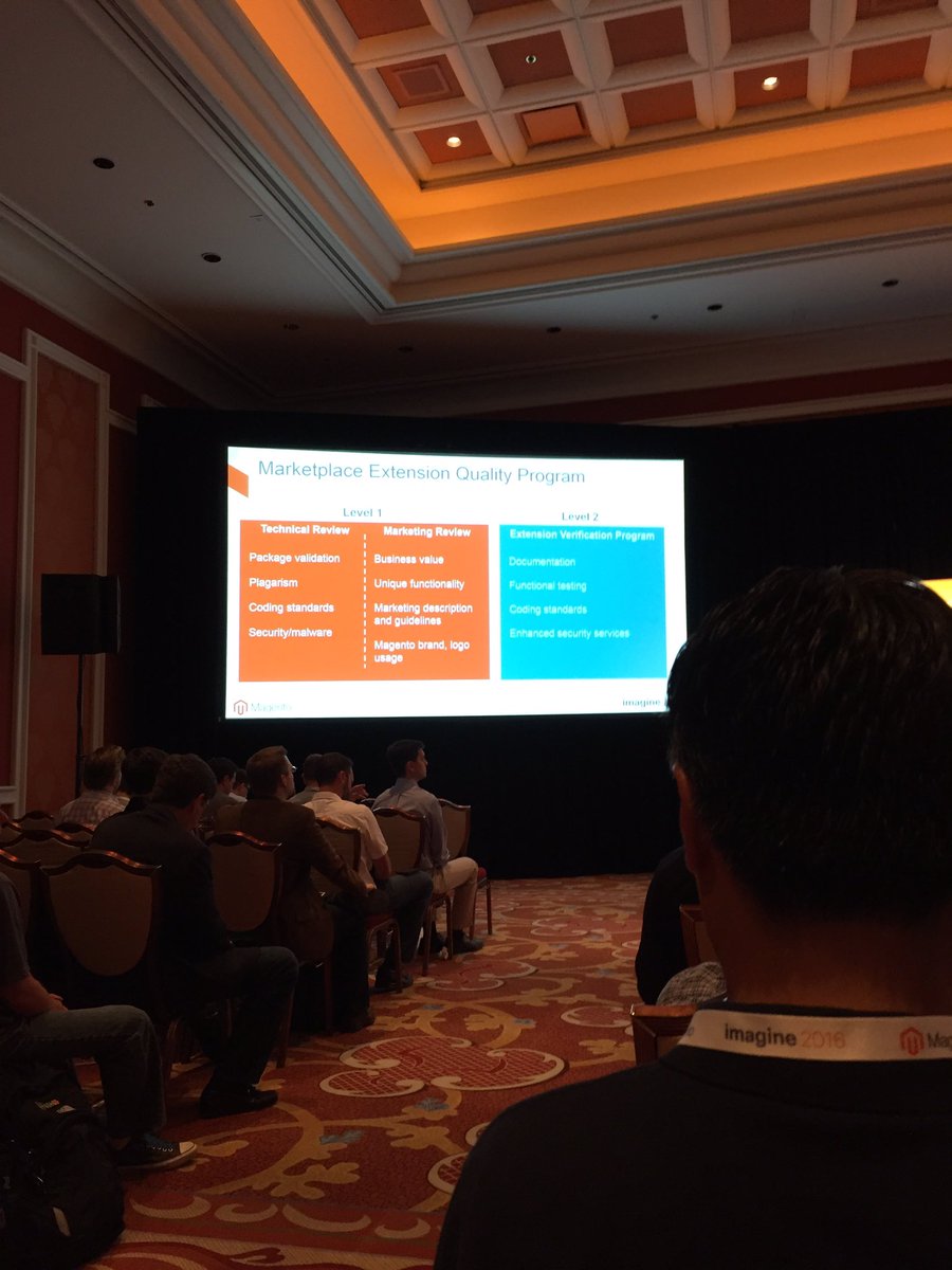 PieterCappelle: Yes, coding standards and package validation for new extension in the Marketplace. #MagentoImagine https://t.co/I64DWXusAs